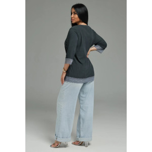 Футболка женская "Богемия" кашемир лапша (р-ры: 48-58) графит