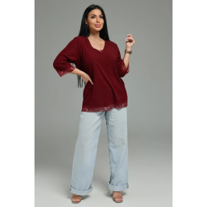 Футболка женская "Богемия" кашемир лапша (р-ры: 48-58) бордо