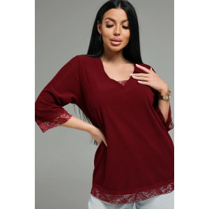 Футболка женская "Богемия" кашемир лапша (р-ры: 48-58) бордо