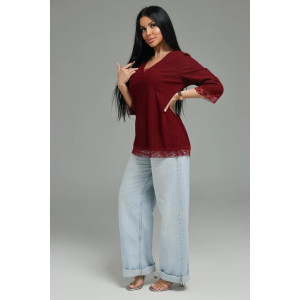 Футболка женская "Богемия" кашемир лапша (р-ры: 48-58) бордо