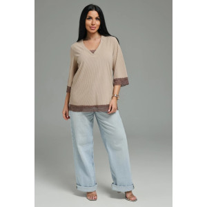 Футболка женская "Богемия" кашемир лапша (р-ры: 48-58) бежевый