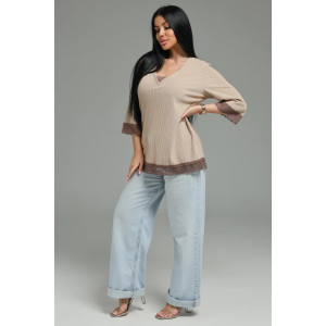 Футболка женская "Богемия" кашемир лапша (р-ры: 48-58) бежевый