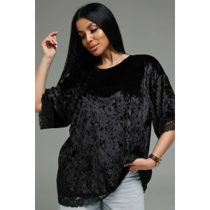 Футболка женская "Андреа" бархат (р-ры: 48-70) черный