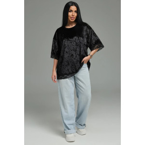 Футболка женская "Андреа" бархат (р-ры: 48-70) черный