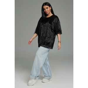 Футболка женская "Андреа" бархат (р-ры: 48-70) черный