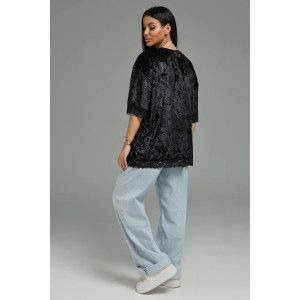 Футболка женская "Андреа" бархат (р-ры: 48-70) черный