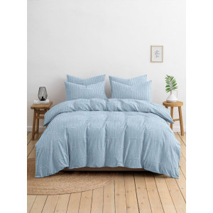 Постельное белье поплин стандарт на резинке "Кларк" синий