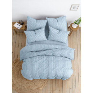 Постельное белье поплин стандарт на резинке "Кларк" синий