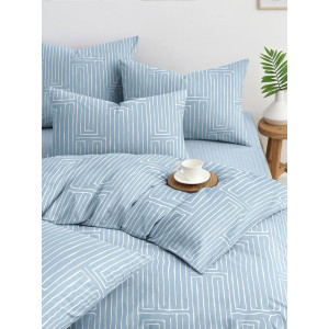 Постельное белье поплин стандарт на резинке "Кларк" синий