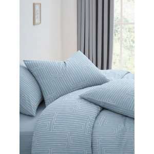 Постельное белье поплин стандарт на резинке "Кларк" синий