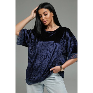 Футболка женская "Андреа" бархат (р-ры: 48-70) синий