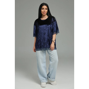 Футболка женская "Андреа" бархат (р-ры: 48-70) синий