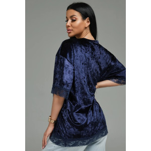 Футболка женская "Андреа" бархат (р-ры: 48-70) синий