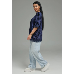 Футболка женская "Андреа" бархат (р-ры: 48-70) синий