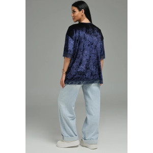 Футболка женская "Андреа" бархат (р-ры: 48-70) синий