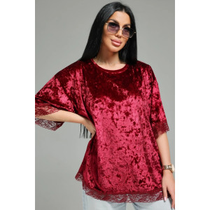 Футболка женская "Андреа" бархат (р-ры: 48-70) бордо