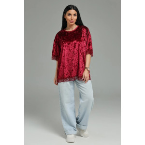 Футболка женская "Андреа" бархат (р-ры: 48-70) бордо