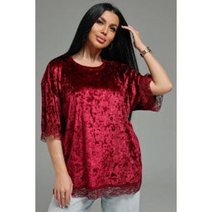 Футболка женская "Андреа" бархат (р-ры: 48-70) бордо