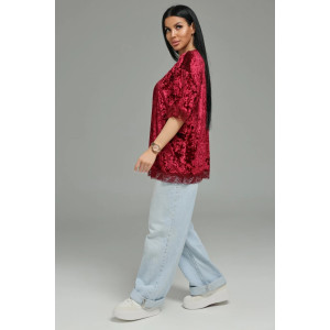 Футболка женская "Андреа" бархат (р-ры: 48-70) бордо