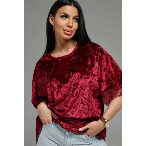Футболка женская "Андреа" бархат (р-ры: 48-70) бордо