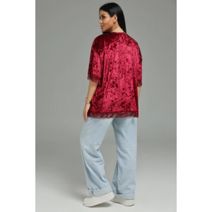 Футболка женская "Андреа" бархат (р-ры: 48-70) бордо