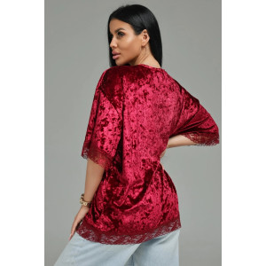 Футболка женская "Андреа" бархат (р-ры: 48-70) бордо