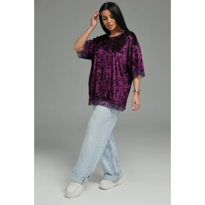 Футболка женская "Андреа" бархат (р-ры: 48-70) баклажан