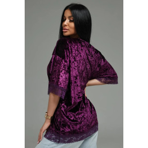 Футболка женская "Андреа" бархат (р-ры: 48-70) баклажан