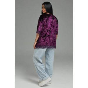 Футболка женская "Андреа" бархат (р-ры: 48-70) баклажан