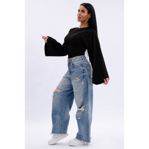 Лонгслив женский "Аида 5" кулирка с лайкрой (р-ры: 40-54) черный