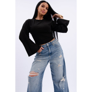 Лонгслив женский "Аида 5" кулирка с лайкрой (р-ры: 40-54) черный