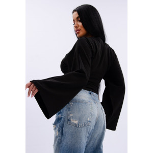 Лонгслив женский "Аида 5" кулирка с лайкрой (р-ры: 40-54) черный