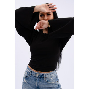 Лонгслив женский "Аида 5" кулирка с лайкрой (р-ры: 40-54) черный