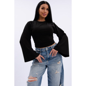 Лонгслив женский "Аида 5" кулирка с лайкрой (р-ры: 40-54) черный