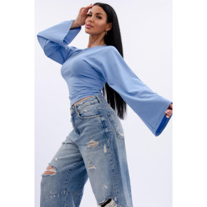 Лонгслив женский "Аида 3" кулирка с лайкрой (р-ры: 40-54) голубой