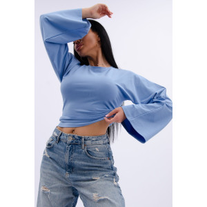 Лонгслив женский "Аида 3" кулирка с лайкрой (р-ры: 40-54) голубой