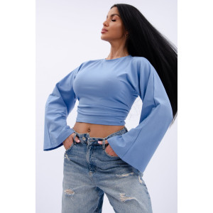 Лонгслив женский "Аида 3" кулирка с лайкрой (р-ры: 40-54) голубой