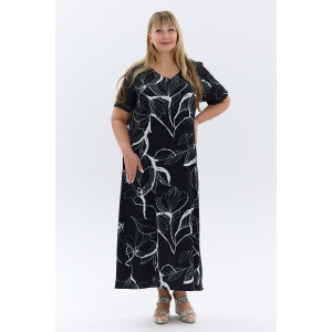 Платье женское П-048 жатка набивная (р-ры: 50-64) чёрный