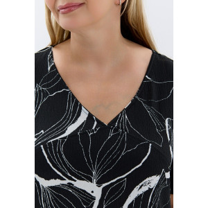 Платье женское П-048 жатка набивная (р-ры: 50-64) чёрный