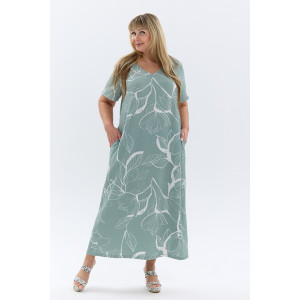 Платье женское П-048 жатка набивная (р-ры: 50-64) ментоловый