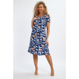 Халат женский "Юлия" Х1 кулирка (р-ры: 46-60) синий