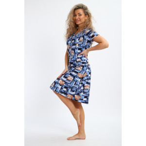 Халат женский "Юлия" Х1 кулирка (р-ры: 46-60) синий