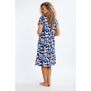 Халат женский "Юлия" Х1 кулирка (р-ры: 46-60) синий