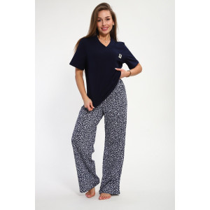 Костюм двойка женский №254 кулирка (р-ры: 46-56) синий