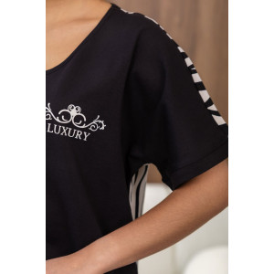 Костюм двойка женский 2179/1 кулирка (р-ры: 48-62) светло-бежевый-черный