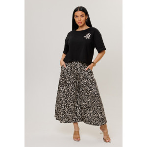 Костюм двойка женский №2262 кулирка (р-ры: 44-54) черный-черные брюки