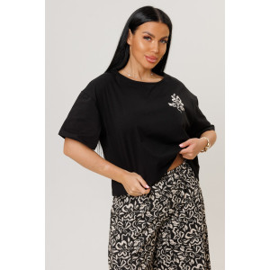 Костюм двойка женский №2262 кулирка (р-ры: 44-54) черный-черные брюки