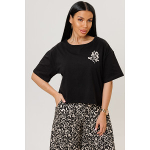 Костюм двойка женский №2262 кулирка (р-ры: 44-54) черный-черные брюки