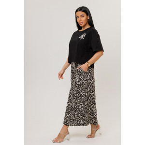 Костюм двойка женский №2262 кулирка (р-ры: 44-54) черный-черные брюки