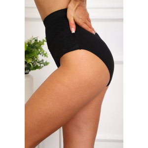 Трусы женские №64984 кружево+хлопок стрейч (р-ры: 54-58) черный